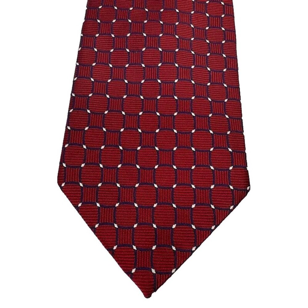 Brooks Brothers Neck‎ Tie Pure Silk Red Geometric Made in USA Mens